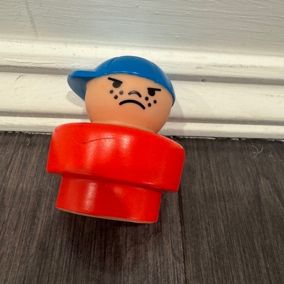 Little People Other - Mattel Little People Vintage Looking Blue Cap Angry Red Boy Action Figure Kids